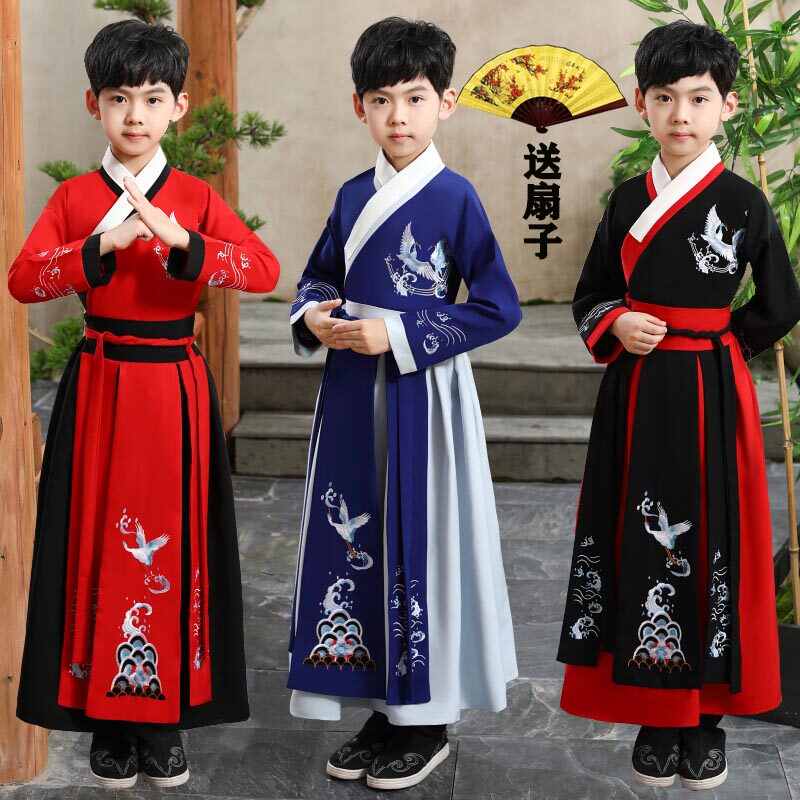 Boy Han clothes children's ancient clothes ultra-fairy tale little boy clothes Chinese wind walking show Guodian Gongfeng Skirt Spring Dress