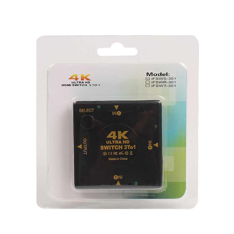HDMI 3*1 square switcher supports 4k*2k 3x1HDMI switcher HD conversion