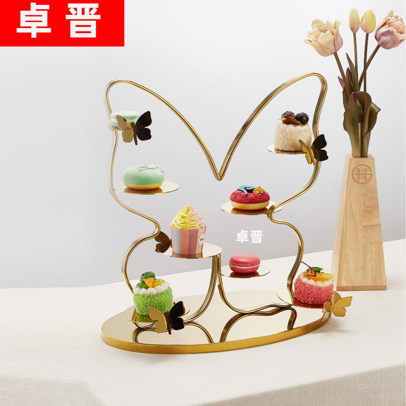 Scandinavian Light Luxury Folding Cake Stand Afternoon Tea Dessert Plate Fruit Plate Hotel Supplies Hotel Buffet Tea Break
