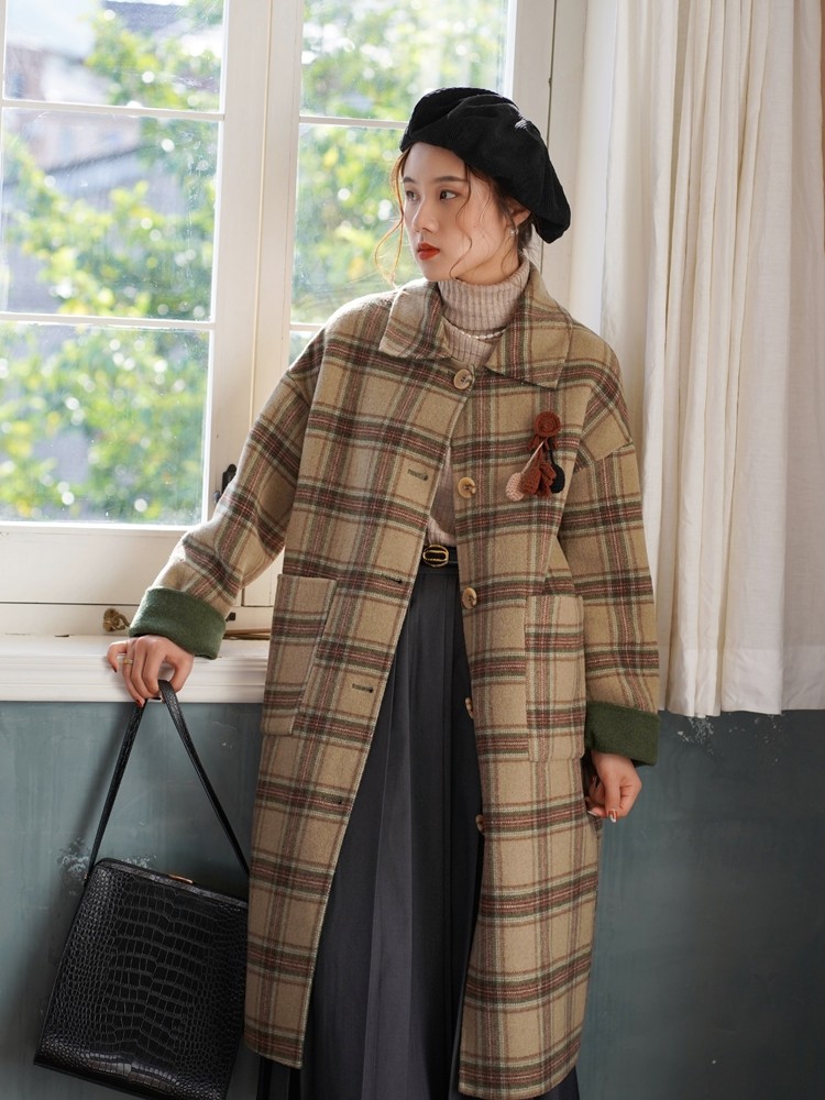 ブラウンチェック/グリーンのリバーシブル ブリティッシュレトロ