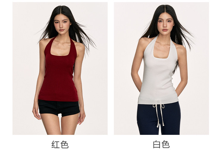 Топы/майки anna aneae天丝简约挂颈背心吊带女夏季微宽松运动休闲辣妹上衣潮