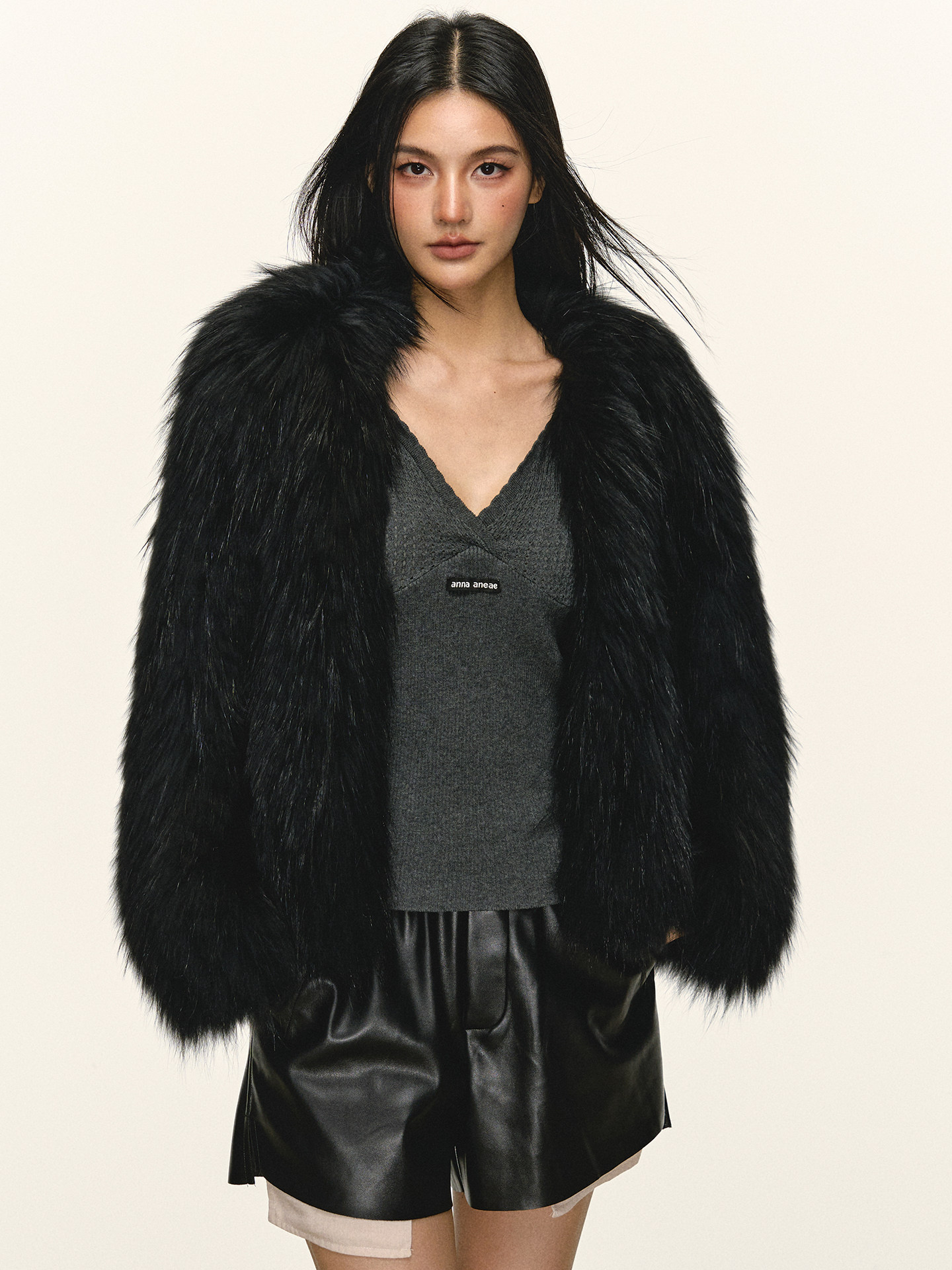 Anna Aneae Raccoon Fur Coat for Women, Spring and Autumn, Elegant, Socialite Style, Young, Fashionable, Warm, Short Fur Coat