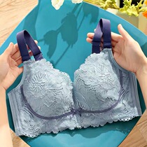 Thai latex underwear womens non-rimmed ultra-thin section large chest show small bra gathered sub-breast anti-sagging beauty back