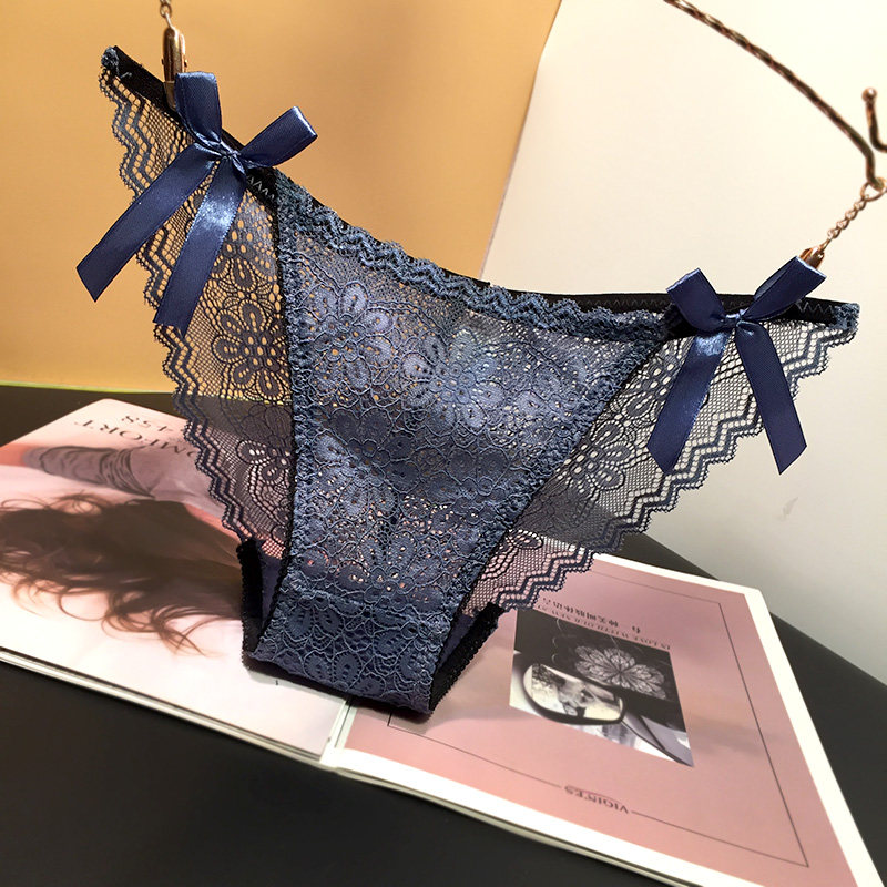 Day Ensemble Girl Butterfly Knot Lace Mesh Yarn Hollowed-out Glamorous Breathable Underwear Feminine Low Waist Women Briefs Triangle Pants