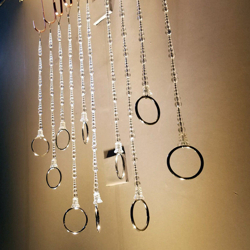 Clothing Store Rings Hanger Rack Hanger Show Shelf Hooks Hanging Clothing Chain Sub Transparent Crystal Rings Pendant Chain Wire