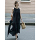 Nicepeople 블랙 프렌치 레트로 서스펜더 드레스 여성 여름 기질 디자인 하이 엔드 틈새 롱 스커트 얇은