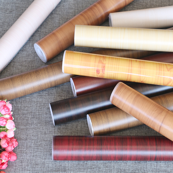PVC wood grain self-adhesive wallpaper TV background wall wallpaper cabinet TV cabinet wardrobe furniture renovation stickers