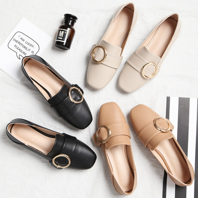 Sheepskin version ~ Loafers for women British style slip-on small leather shoes evening shoes flat bottom versatile bean shoes single shoes for women