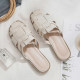 Sheepskin version ~ 2023 summer new style heelless lazy half-cup hollow pig cage toe half slipper for women's outer wear