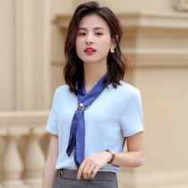 Chiffon Shirt Women's Short Sleeve 2019 Summer Dress New Korean Slim V-Neck Lace Pullover Joker Shirt Backing Shirt