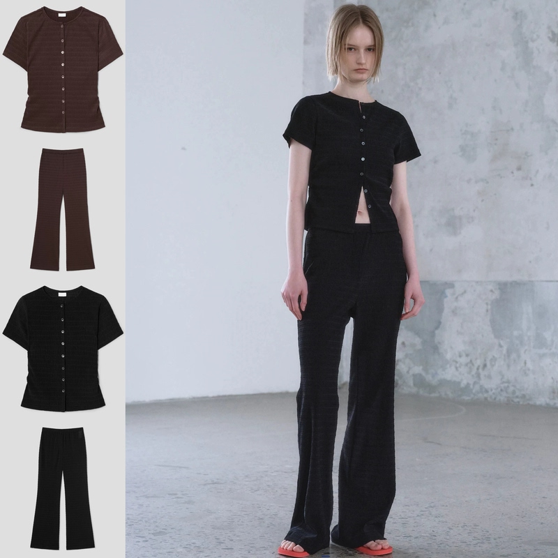 Set~Nuo Xiaola Genuine Product 2026 Spring/Summer New Korean Designer Brand Kp Short-Sleeved Top and Casual Pants