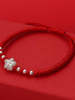 999 Pure Silver Good Luck Bracelet for Women, Silver Lotus Seed Pod Fortune Bead Bracelet, Woven Red String Bracelet Jewelry
