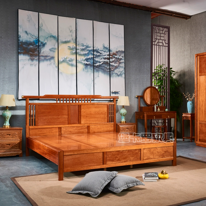 Baokaroya rosewood dứa lưới rắn gỗ mới phòng ngủ Trung Quốc giường cưới 1,8m nhà Minh và nhà Thanh đồ nội thất bằng gỗ gụ cổ - Giường