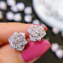 Rose 18K white gold 30 points natural real diamond necklace 50 points earrings 50 points ring exquisite atmosphere gift