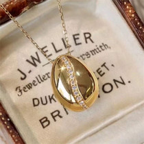 Golden Egg Coffee Bean 18K Gold Glossy Finish Gold Inlaid Diamond Necklace Lock Bones Chain Ins Wind Advanced Retro Woman