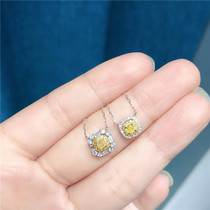 Classic Square total 27 points 36 diamond main drill Yellow Diamond 18K Platinum lock bone necklace with round drill T square to drill two styles