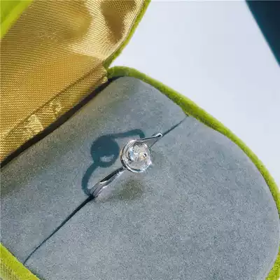 Solitary single round natural real diamond 18k platinum ring ring diamond ring with identification certificate packaging pattern