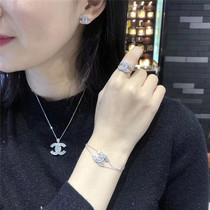 Double C T square diamond 18K white gold 80-point earrings earrings 70-point necklace 60-point ring 80-point chain