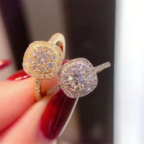 Japan Fine Work Square Table Top 50 Diamonds 18K Platinum Gold Ring Diamond Ring Luxury Group Inlaid