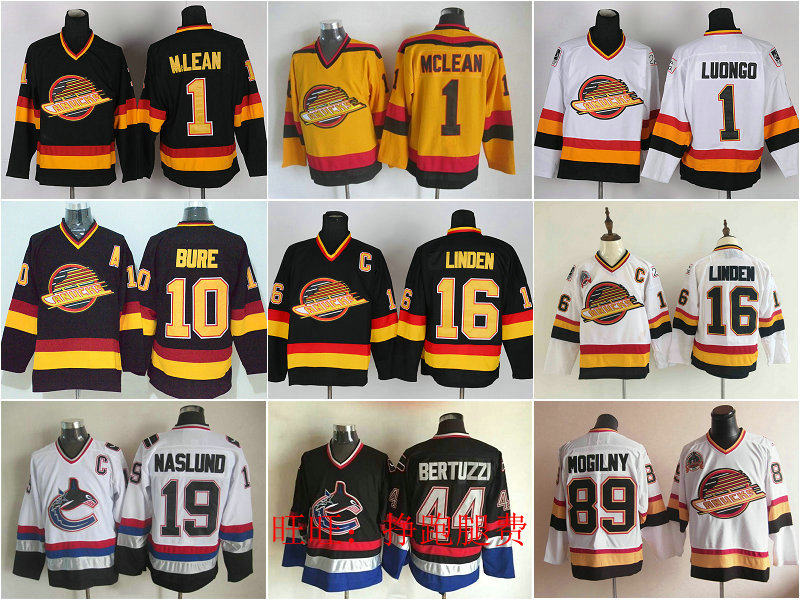 Vancouver Canucks French Retro Hockey Uniform 1# Mclean Bure Linden Jersey