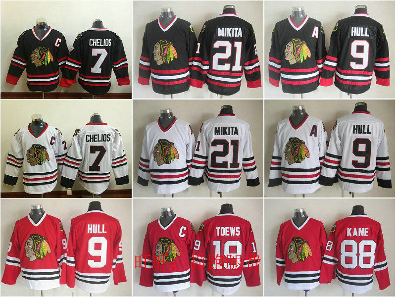 Chicago Blackhawks Black Hawk retro ice hockey uniform Hull 21# 7 Toews Kane Jersey