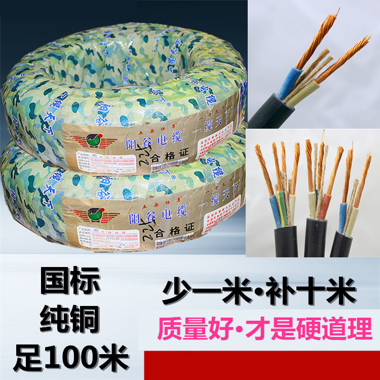 YCW waterproof wire oil resistant wire 2 core 3 core X1 52 546 square copper core GB rubber soft power cord cable