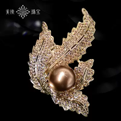 South Korea Austrian crystal diamond brooch Pearl corsage female luxury high-end accessories exquisite suit design sense