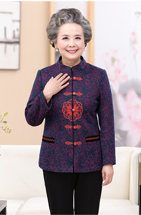Áo khoác mùa thu cho phụ nữ trung niên và người già 60-70 tuổi bà phù hợp với quần áo bà già quần áo mùa đông áo dài cho người lớn tuổi