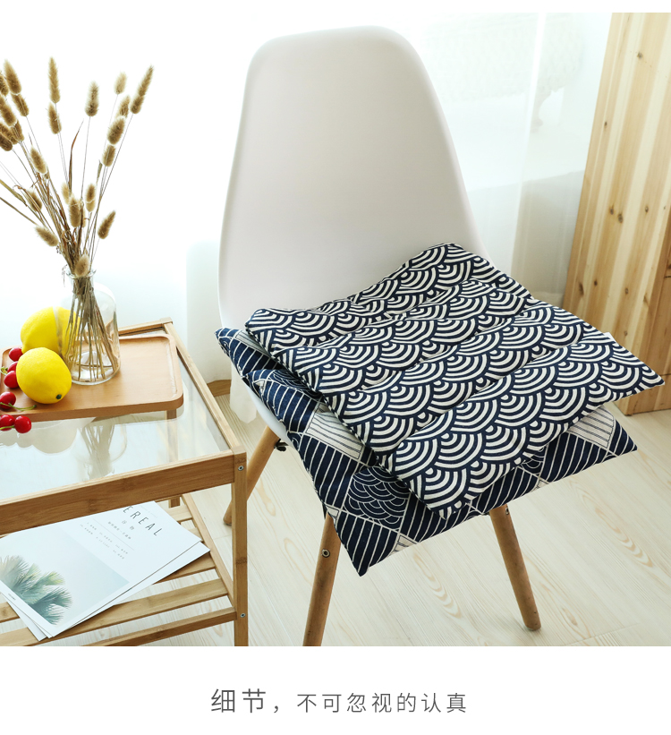 Phong cách Nhật Bản và sóng gió màu xanh đậm đậm retro phong cách dân tộc cafe bông vải đệm đệm dây đeo mỏng với dây đeo chống trượt - Ghế đệm / đệm Sofa đệm bàn ghế gỗ