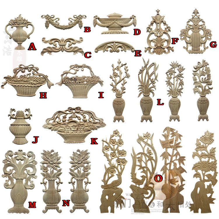 Post-flower European-style solid wood flower sheet door heart flower solid wood cabinet door applique with background wall protective wall panel wood flower Meran Takeo-Taobao