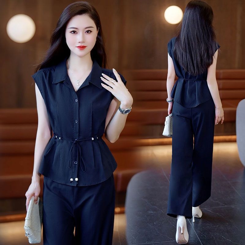 2026 Summer New Style Elegant Design Fashionable Cardigan Short-Sleeved Shirt Set Slimming Sportswear Two-Piece Set