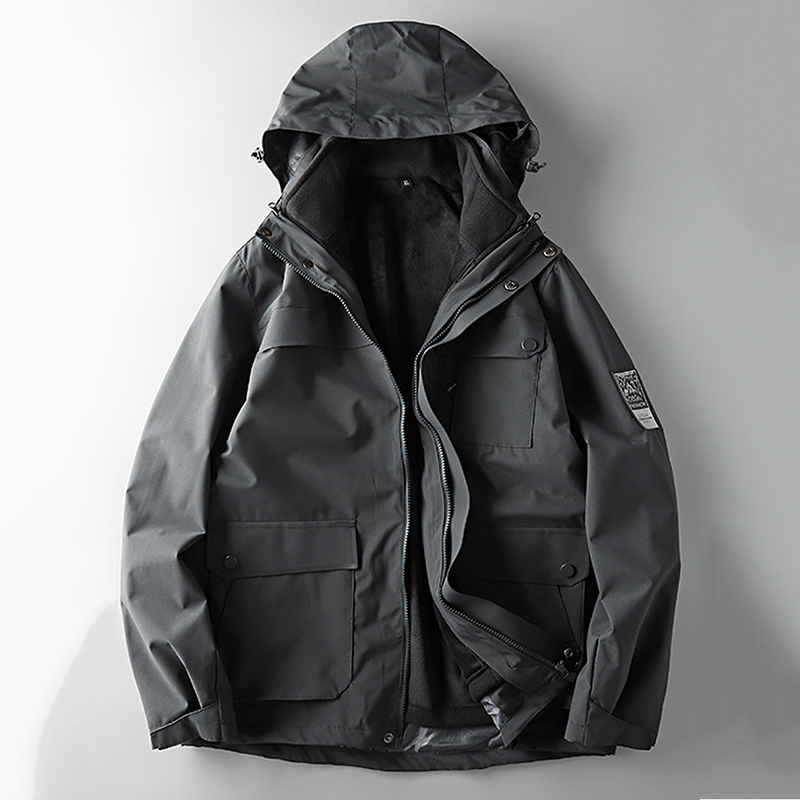 It ins Trendy Brand Three-In-One Detachable Jacket for Men, Spring and Autumn American Retro Soft Shell Thin Fleece Workwear Jacket