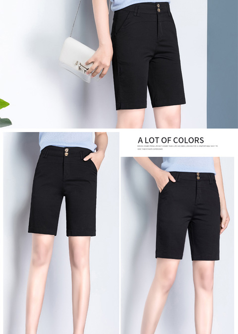 Quần cotton mới kích thước lớn giản dị bốn quần short quần cao eo thon thẳng năm quần nữ mùa hè lỏng lẻo - Quần short quần sooc da nữ cao cấp
