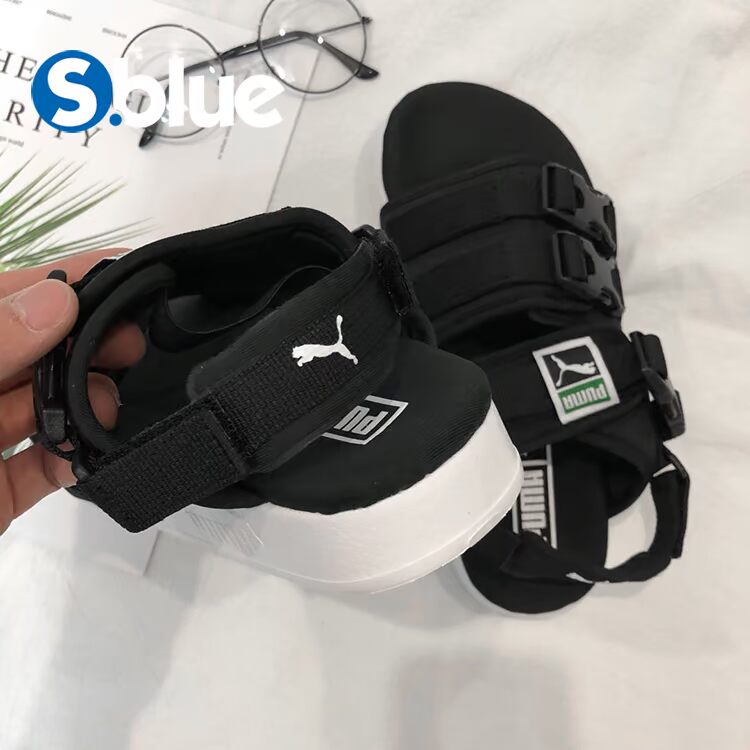 Puma Hummer mùa hè mới dán ma thuật giày bãi biển đen và trắng xanh nam giới và phụ nữ dép thể thao 365630-01-06 dép quai hậu nữ 2021