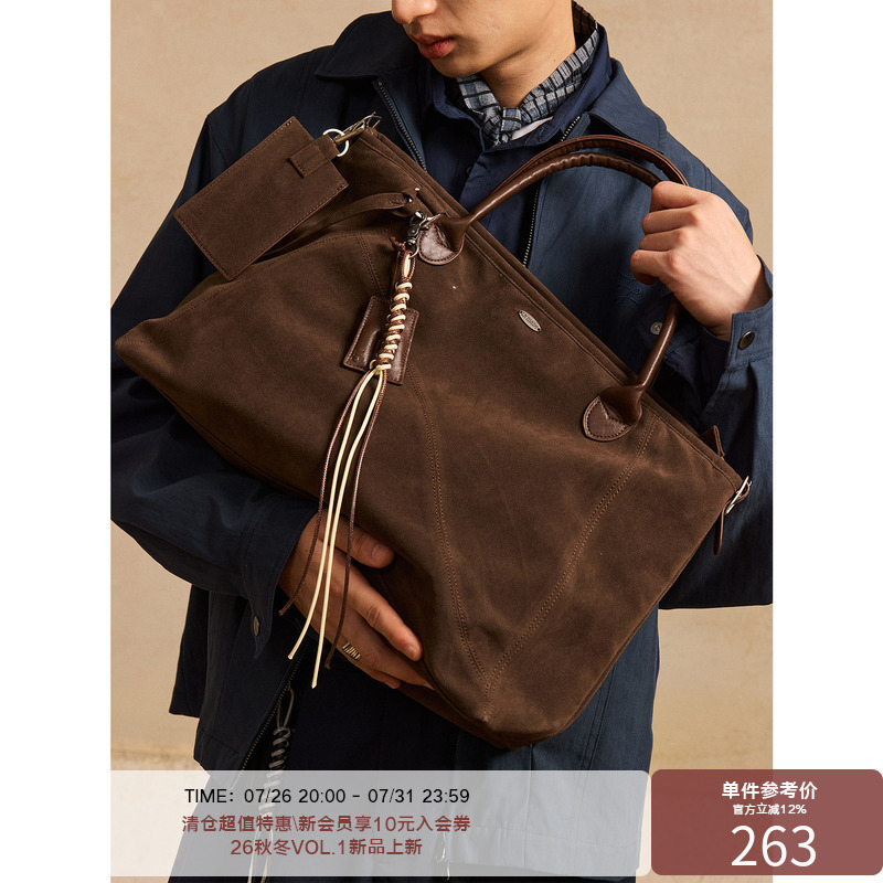 Lr Made Fine Suede Leather Hand-Held Cross-Body Shoulder Travel Tote Bag with a Small Coin Purse Lr Made Fine Suede Leather Hand-Held Cross-Body Shoulder Travel Tote Bag with a Small Coin Purse