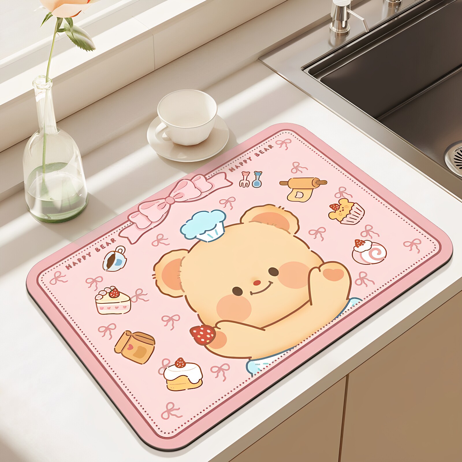 Kitchen countertop diatom mud absorbent drain mat anti-slip