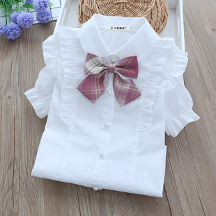 Summer uniform, shirt teenage, for girls, with short sleeve, for elementary school students