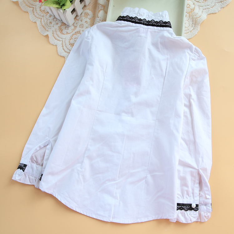 Áo sơ mi nữ dài tay cotton Hàn Quốc trong áo sơ mi nữ trẻ em cotton lớn màu trắng trong mùa xuân lớn và thu đông S3 quần áo trẻ em thu đông 
