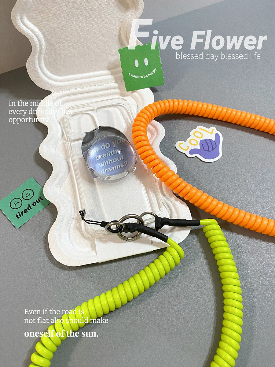 jnby same style lanyard crystal ball mobile phone case mobile phone lanyard fluorescent green spring stretch handheld crossbody neck