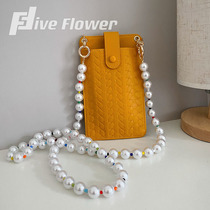 Mobile phone bag Original retro wind Rainbow Pearl chain bag can be satchel
