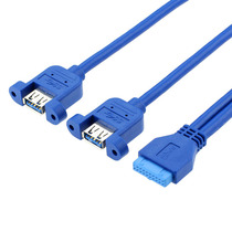 Motherboard 20Pin to USB3 0 adapter cable with screw hole 20Pin USB3 0 2 port extension cable with ear
