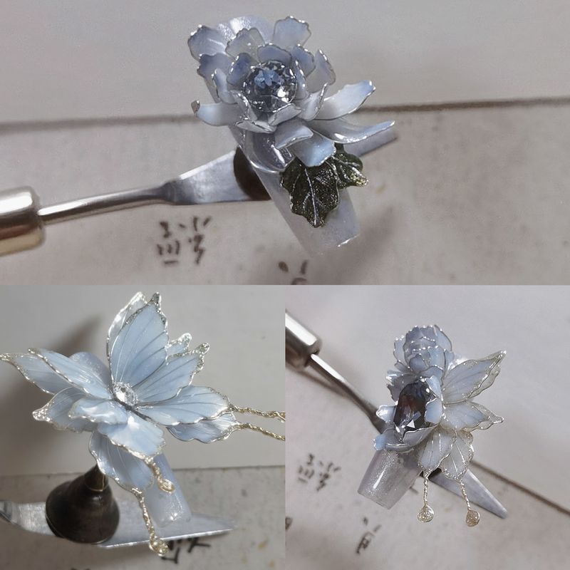 Purely Handmade Filigree Blue Butterfly Nail Art Accessories Finished Product Purely Handmade Filigree Blue Butterfly Nail Art Accessories Finished Product