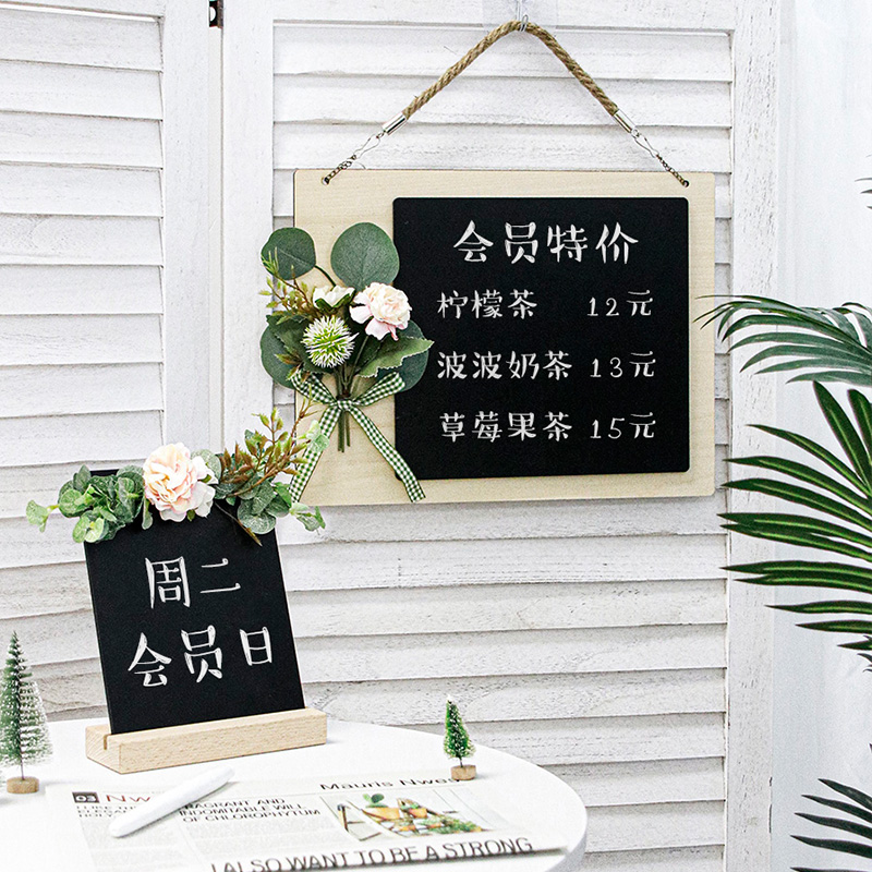 Shop household wooden frame erasable small blackboard commercial hanging message board creative hanging display board menu sticker wall