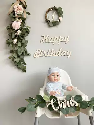 Customized wooden baby birthday card wall sticker wedding ceremony letter card party background wall decorations