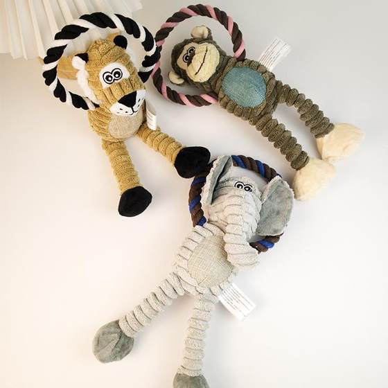 宠物狗狗毛绒玩具狮子猴子大象互动啃咬发声绳结陪伴玩具大型犬