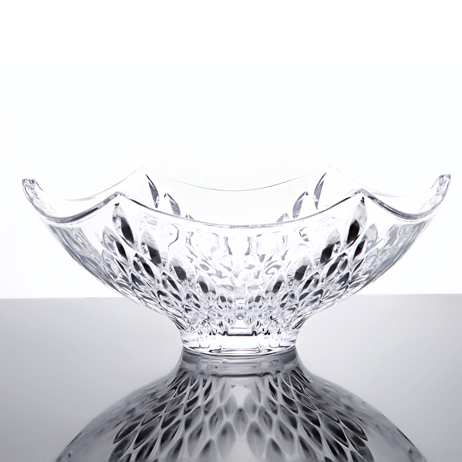 Big number crystal fruit pan glass fruit pan transparent white goo fighting fashion creative European style crystal bowl glass bowl-Taobao