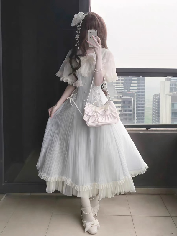 Girls' Fairy-Like Water-Colored Wind Chime Lolita Style Cape Dress, Unique and Beautiful Princess Long Dress