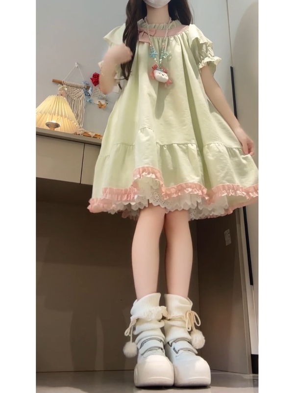 College Sweet and Cute Petite Bow-Knot Doll Dress for Women, New Summer Loose-Fitting, Flesh-Covering Princess Short Dress College Sweet and Cute Petite Bow-Knot Doll Dress for Women, New Summer Loose-Fitting, Flesh-Covering Princess Short Dress
