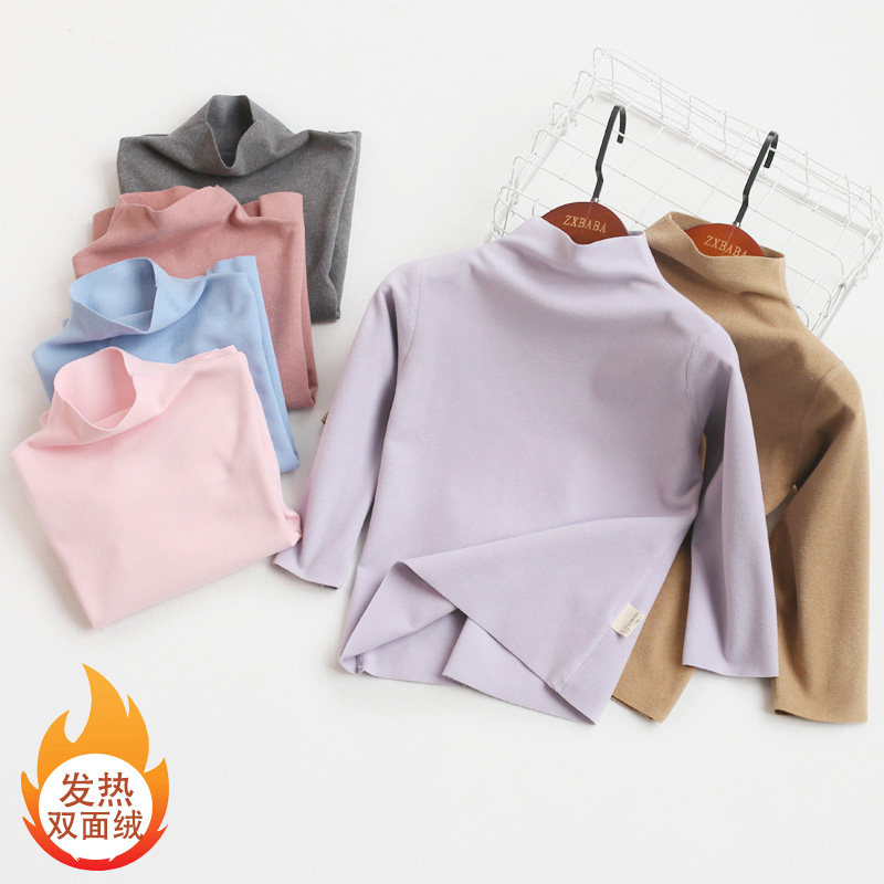 Children's duvet scarring undershirt autumn winter male and female child plus velvet thick T-shirt autummy baby warm underwear CUHK