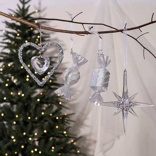 Подвеска, рождественский прозрачный акриловый аксессуар, декор, со снежинками